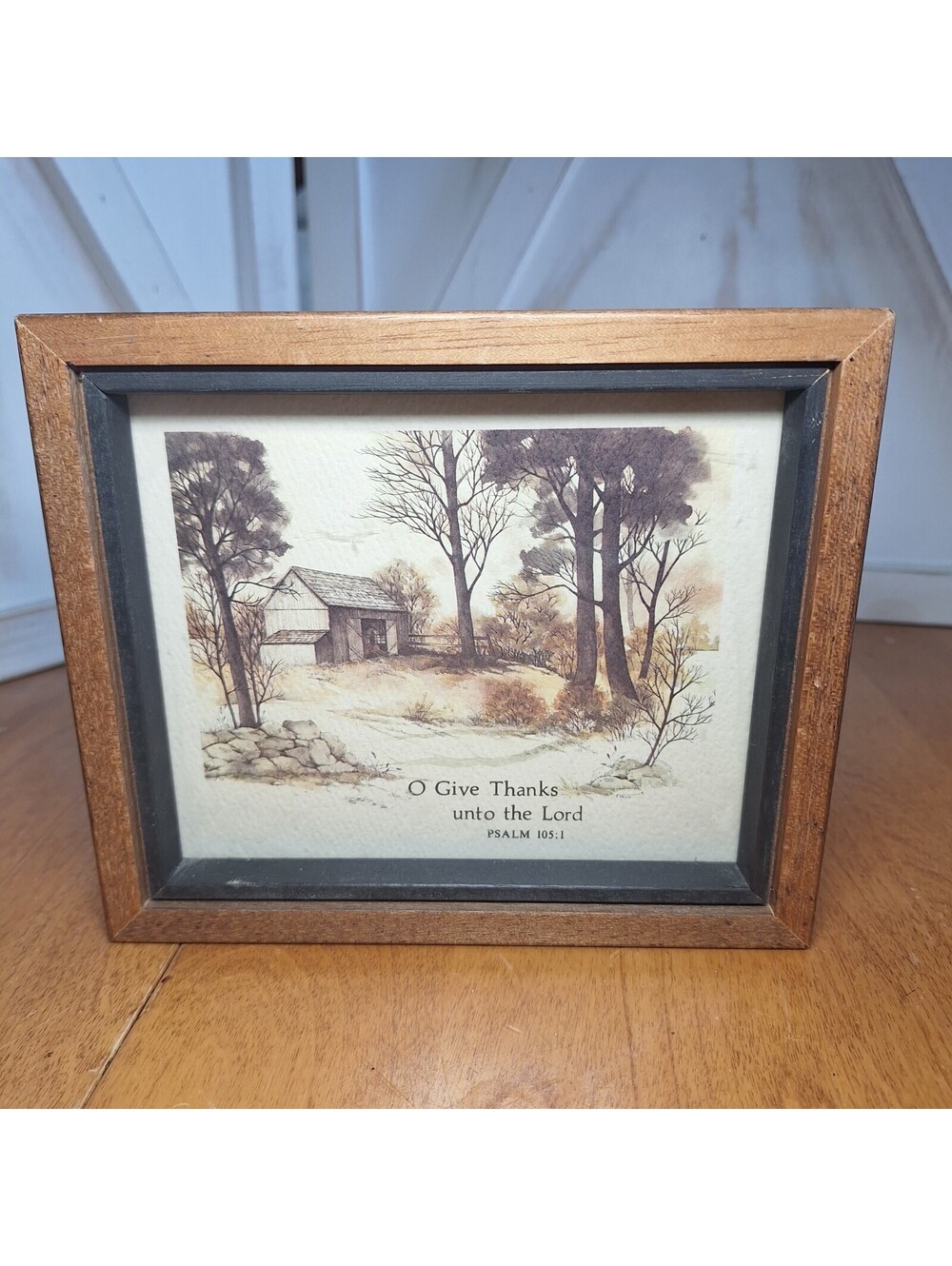 VTG Framed Print Psalm 103:1 "O Give Thanks Unto The Lord" Inspirational 6" X 7"